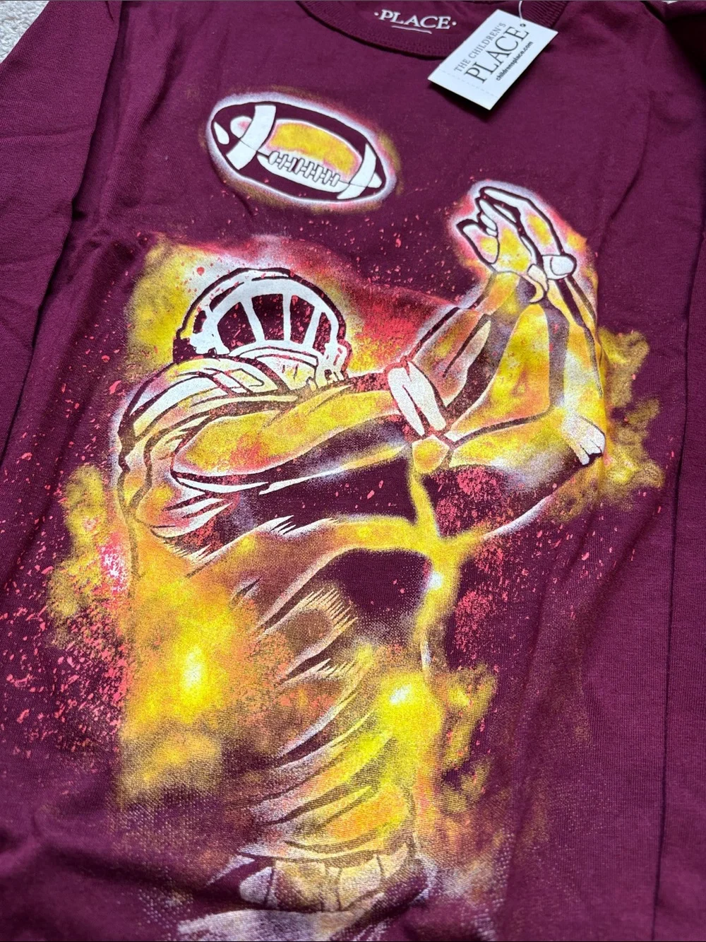 The Children's Place Maroon Tee Football Graphic